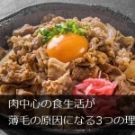 肉中心の食生活は薄毛の原因になる3つの理由