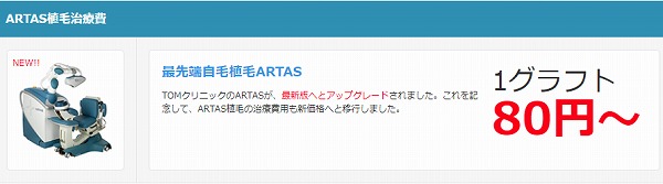 TOMクリニック自毛植毛の費用