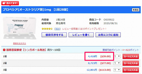 オーストラリア版のプロペシア