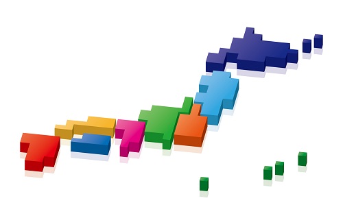 カラーの日本地図