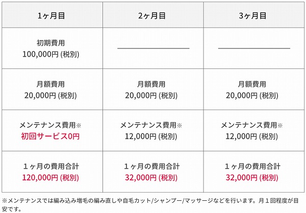 スヴェンソンの増毛の値段